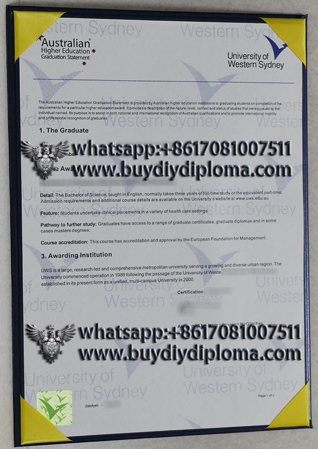 The Novelty University of Western Sydney Statement Credentials