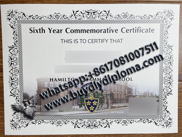 Sixth Year Commemorative Credentials of Hamilton Grammar School