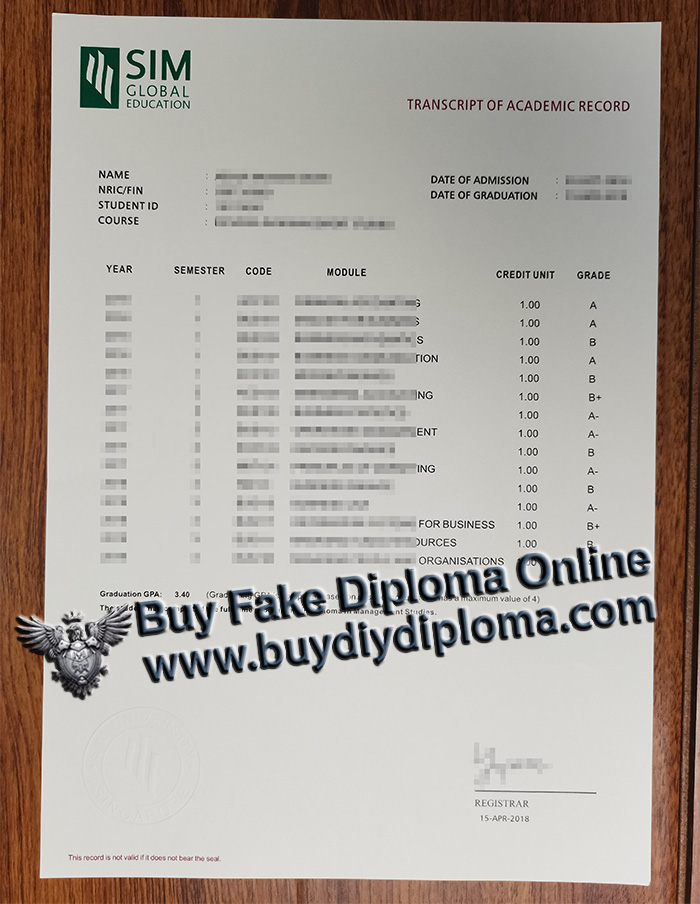 SIM Global Education Academic record
