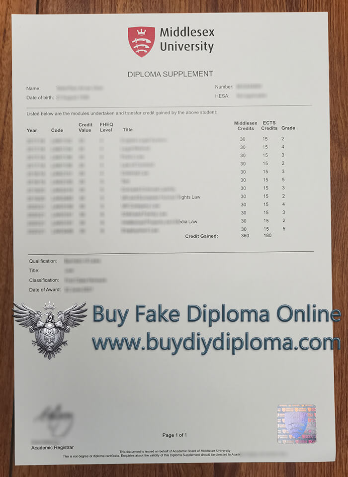 Middlesex University Academic record