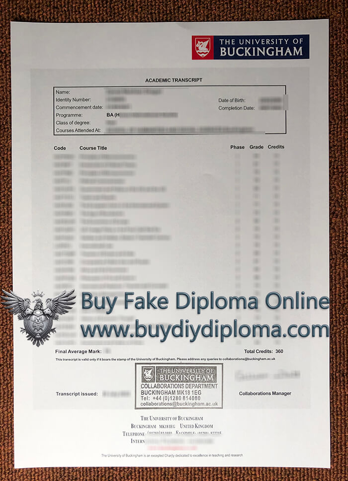 University of Buckingham Academic record