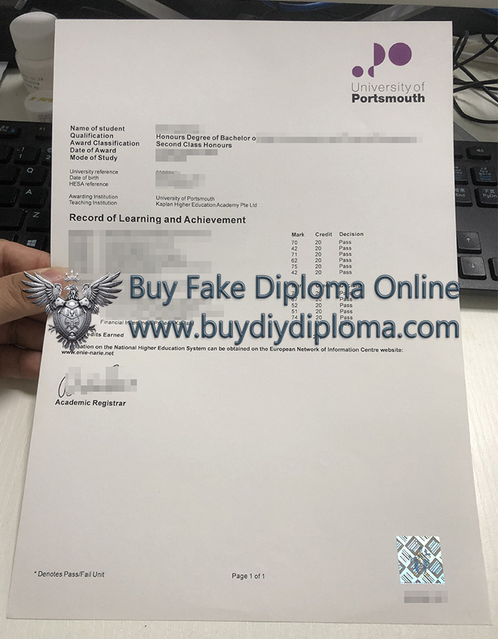 University of Portsmouth Academic record