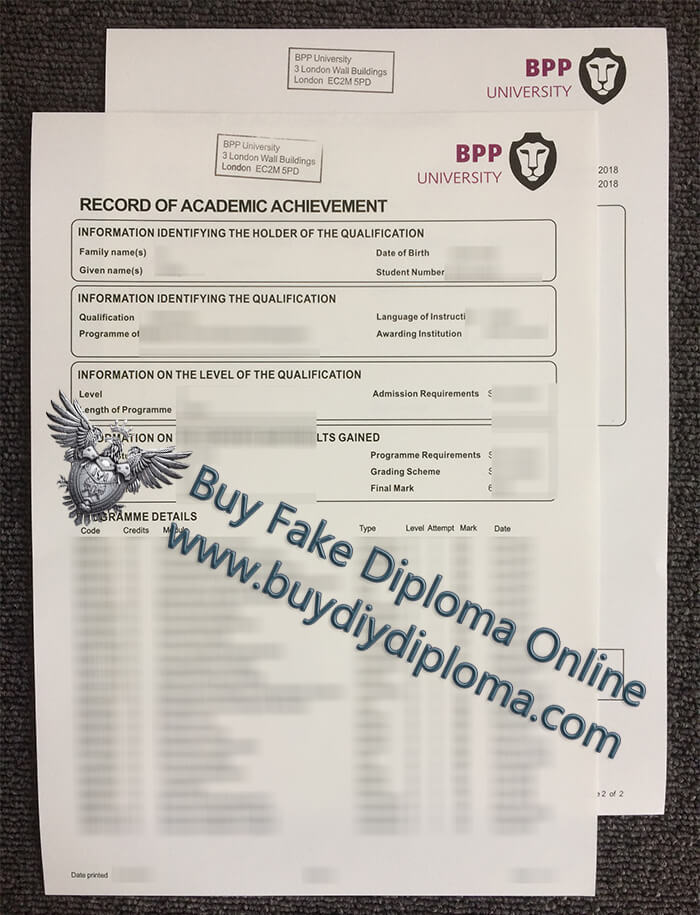 BPP University Academic record