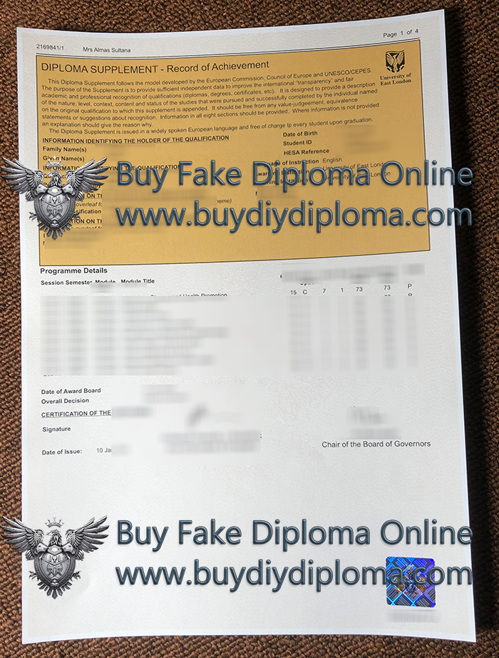 University of East London Academic record University of East London Academic record