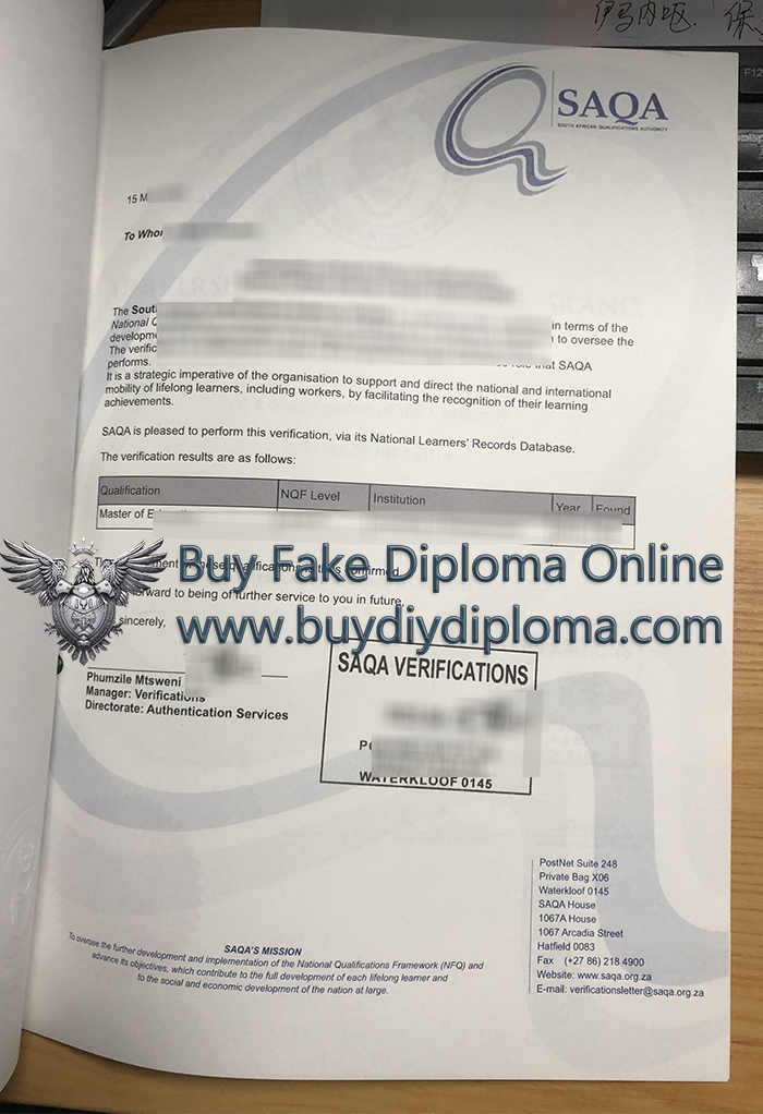 SAQA Qualification Verification