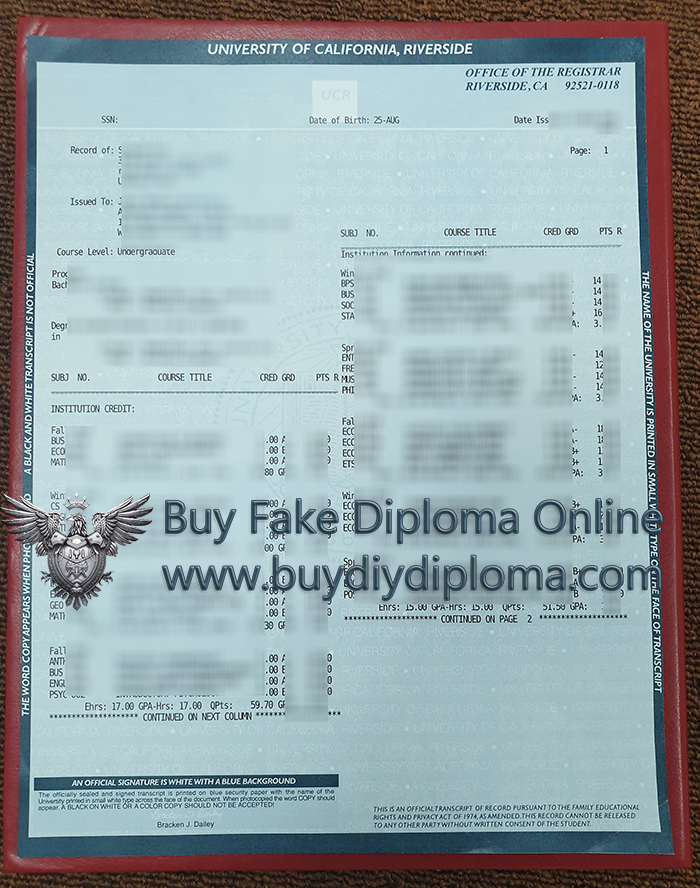 UC Riverside Academic record