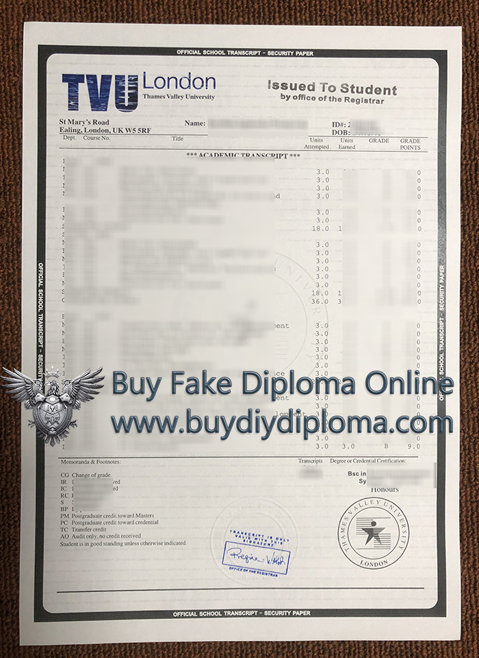 Thames Valley University Academic record Thames Valley University Academic record