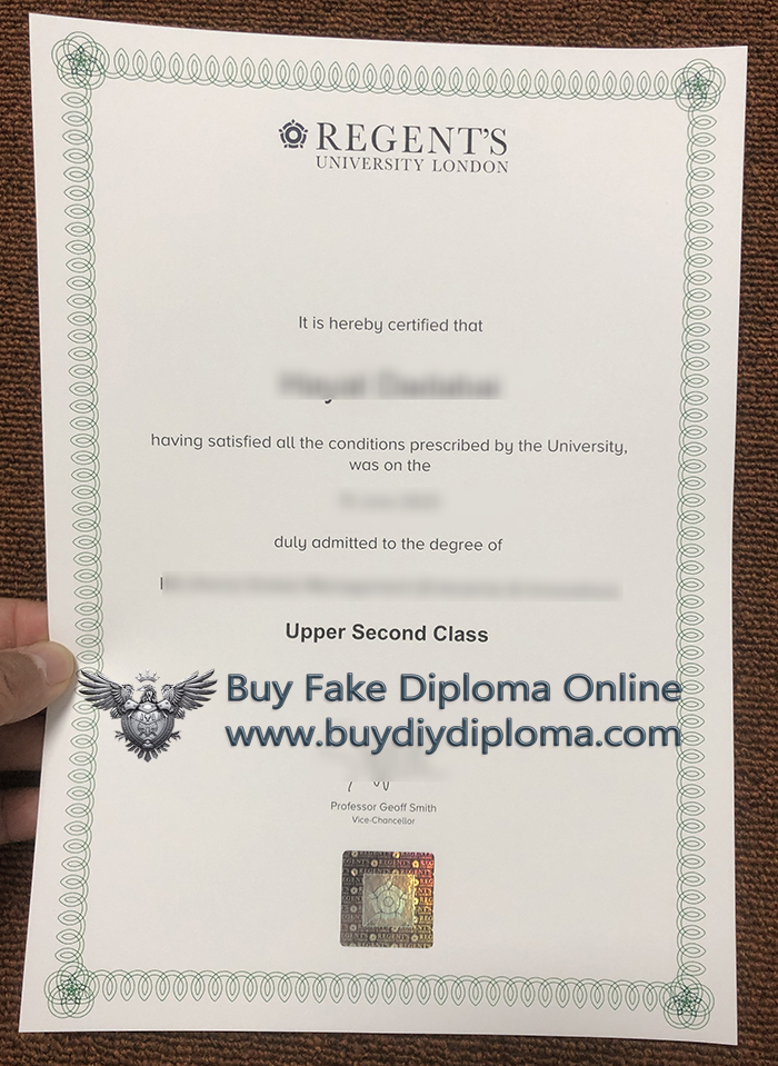 Regent’s University London Qualification sample