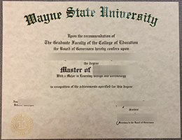 Wayne State University (WSU) Master's Credentials sample