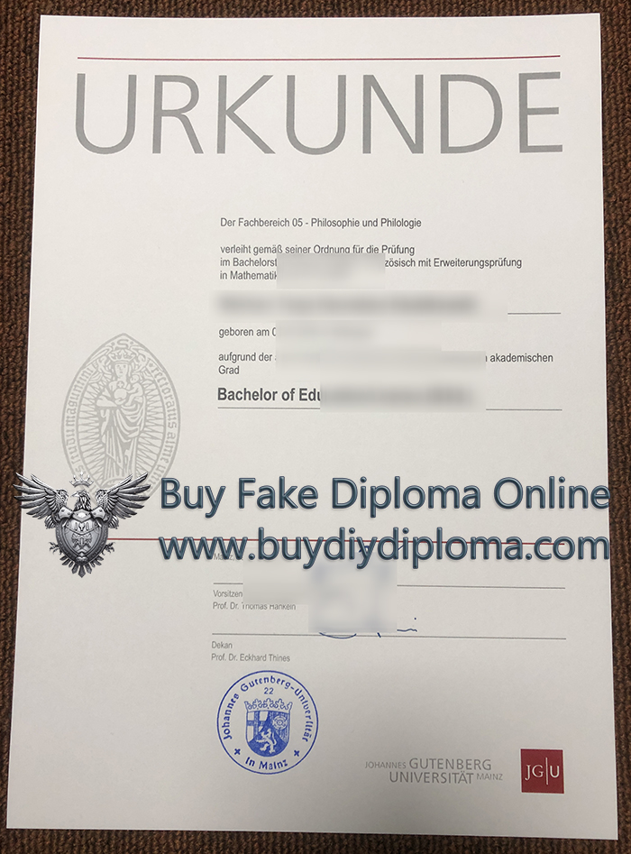 Johannes Gutenberg-Universität Mainz Urkunde