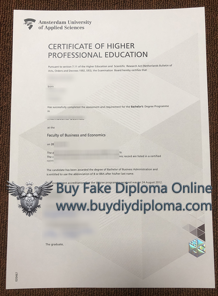 Amsterdam University of Applied Sciences Credentials