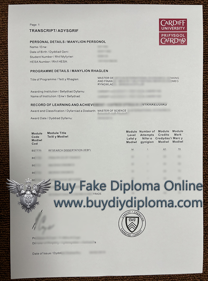 Cardiff University Academic record 