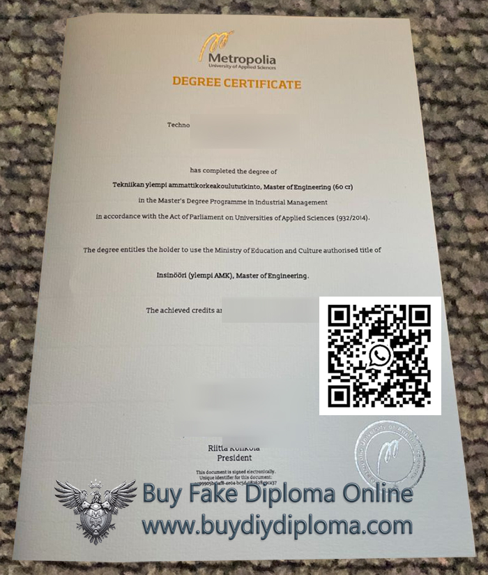 Metropolia Ammattikorkeakoulu Qualification Credentials Metropolia Ammattikorkeakoulu Qualification Credentials