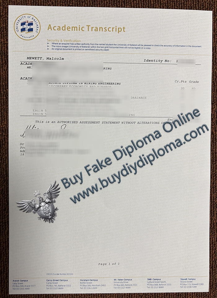 University of Ballarat Academic record