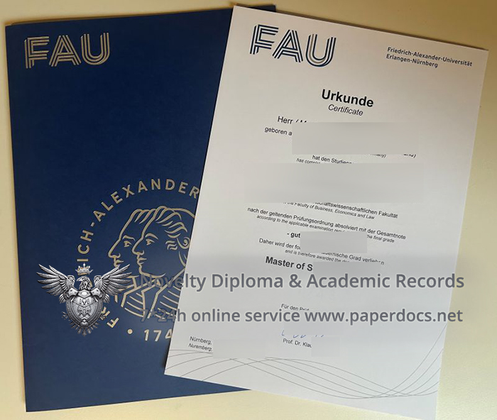 FAU Urkunde, Alexander-Universität Erlangen diploma