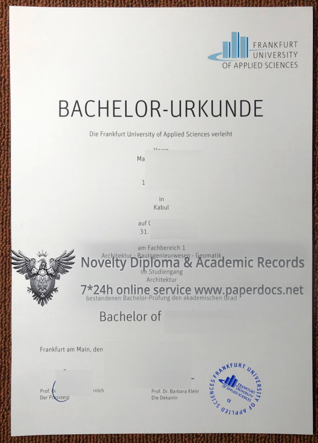 Frankfurt University of Applied Sciences Urkunde