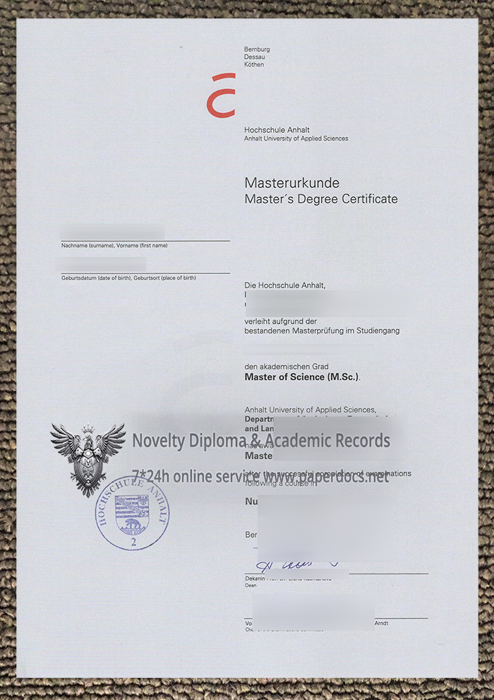 Hochschule Anhalt Urkunde Hochschule Anhalt Urkunde
