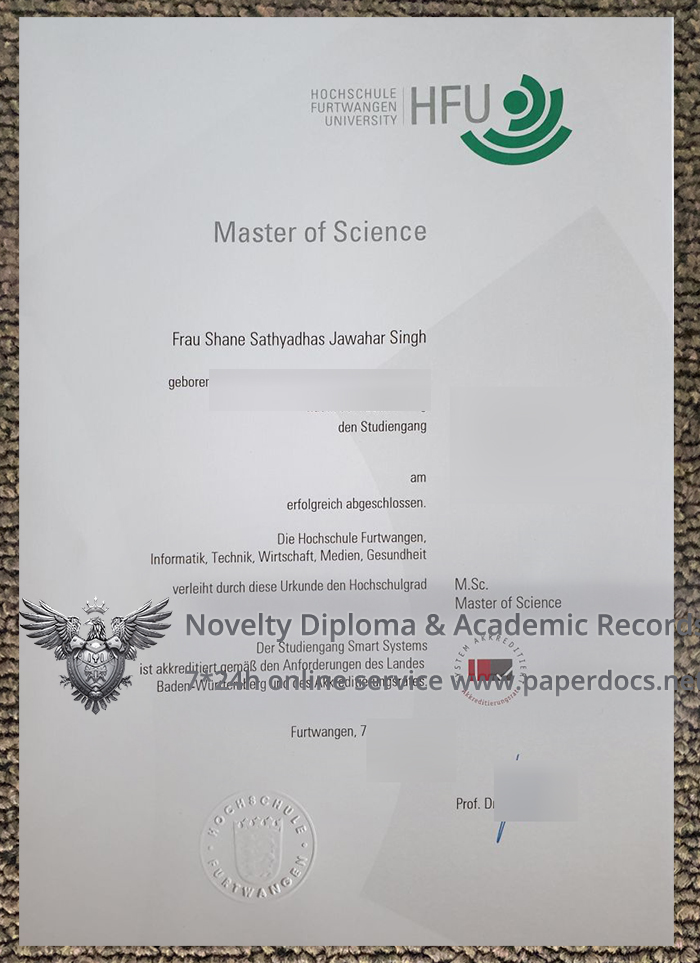 Hochschule Furtwangen University Urkunde Hochschule Furtwangen University Urkunde
