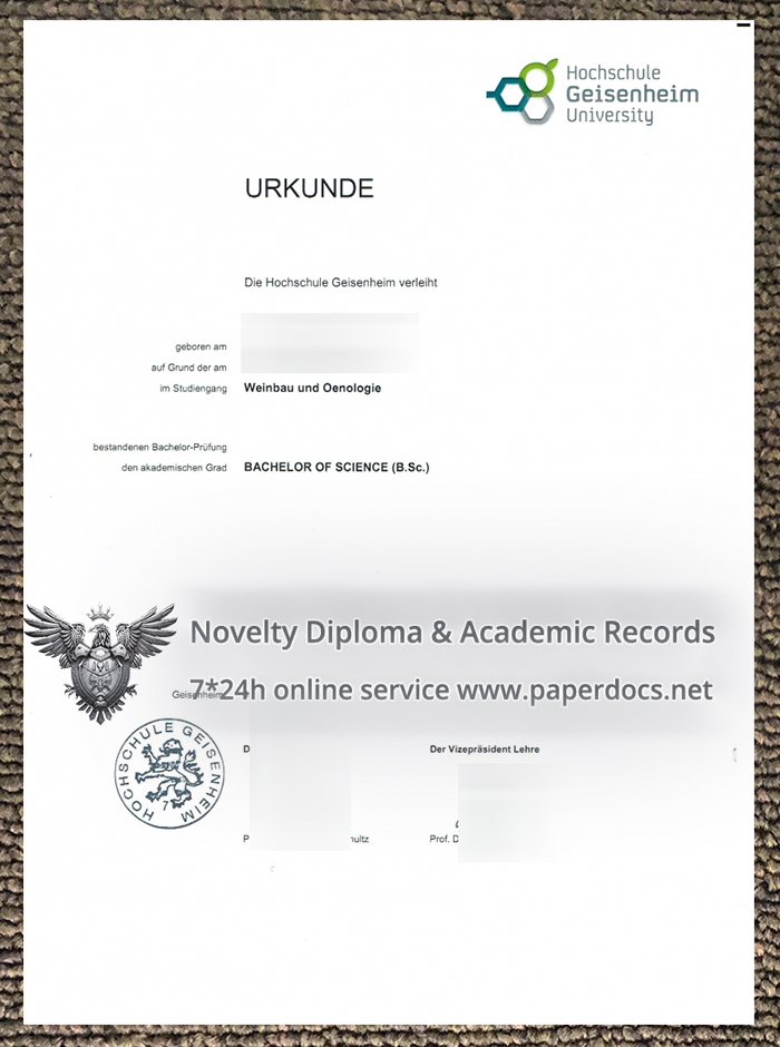 Hochschule Geisenheim University urkunde