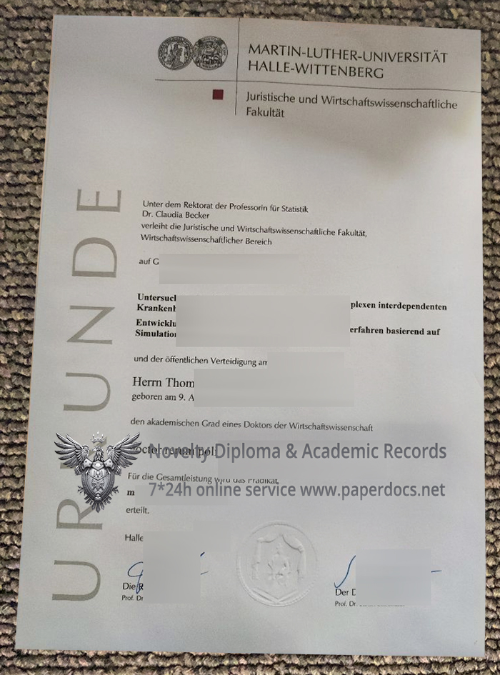 Martin-Luther-Universität Halle-Wittenberg Urkunde