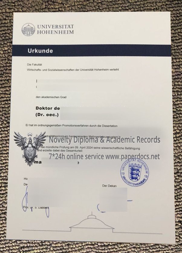 Universität Hohenheim Urkunde Universität Hohenheim Urkunde