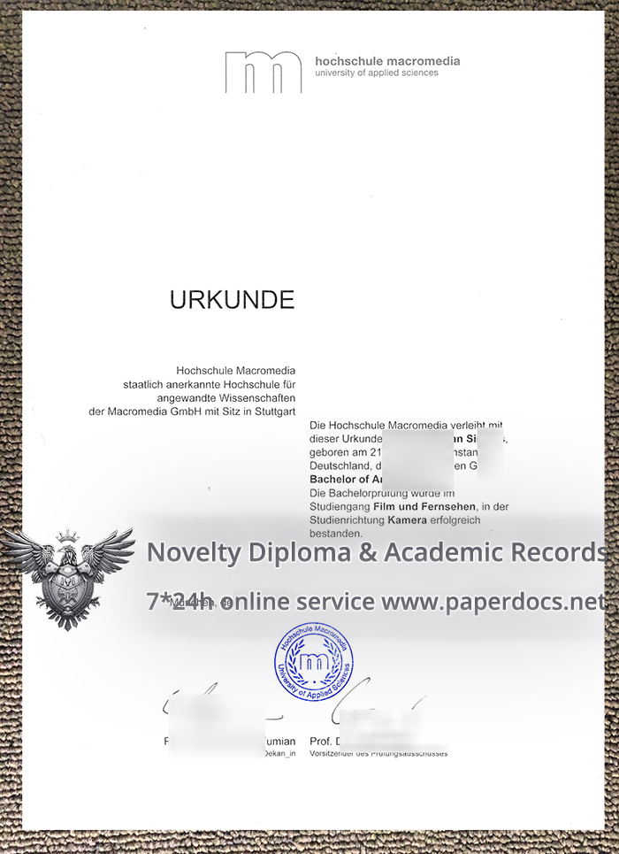 hochschule macromedia Urkunde