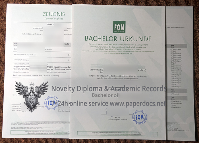 FOM Urkunde und Zeugnis