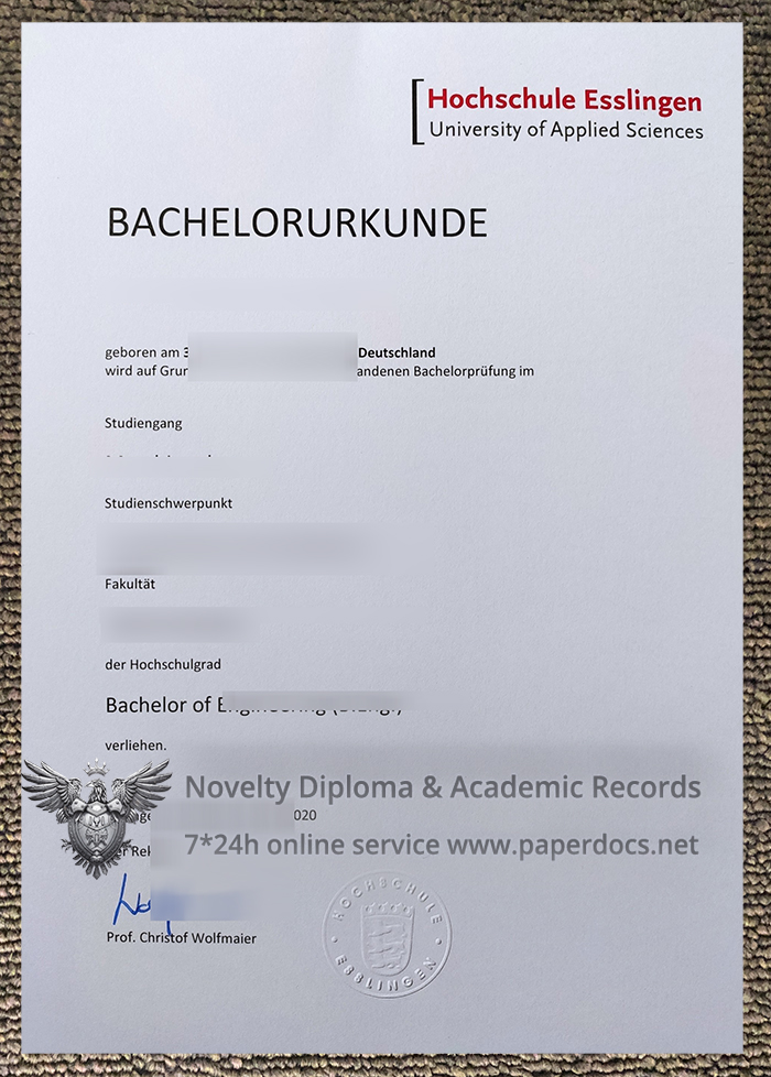 Hochschule Esslingen Urkunde Hochschule Esslingen Urkunde