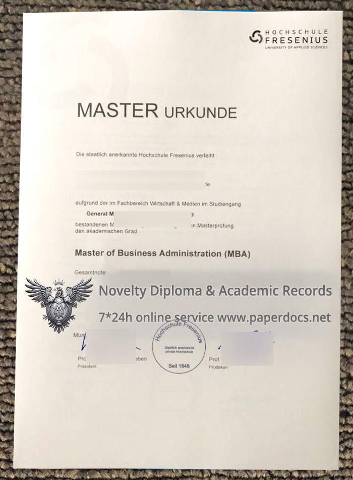 Hochschule Fresenius Urkunde Hochschule Fresenius Urkunde