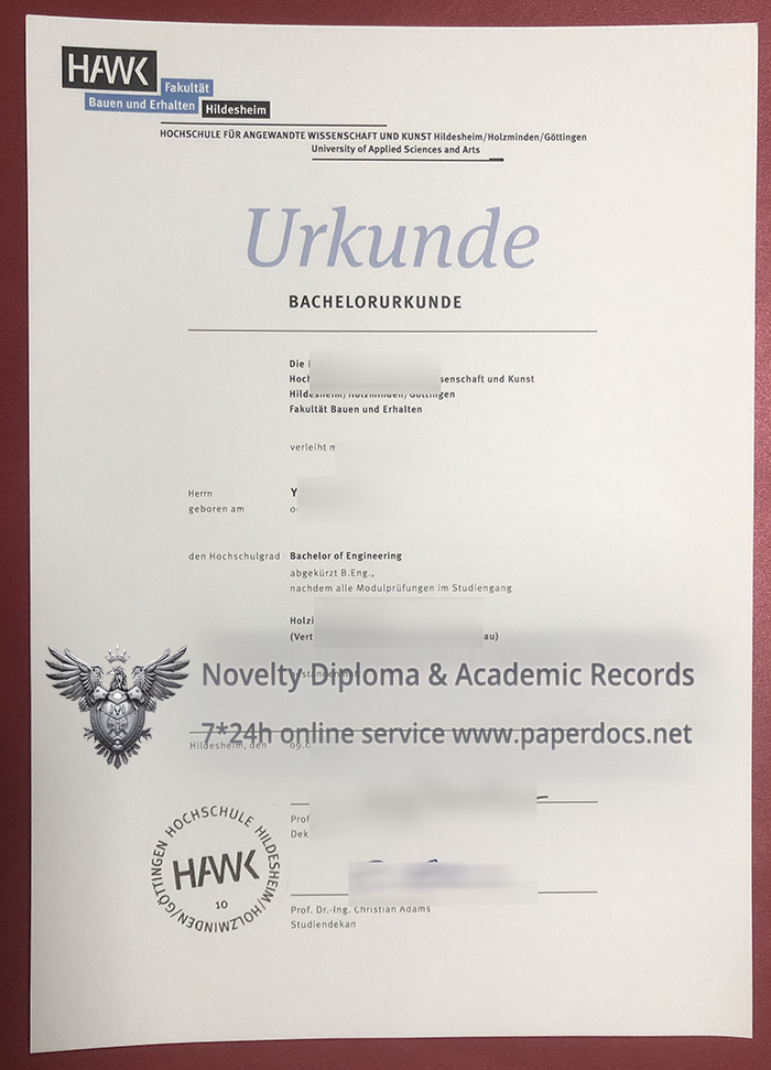 Hochschule Hildesheim Holzminden Göttingen Urkunde sample