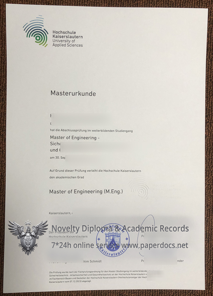 Hochschule Kaiserslautern Urkunde