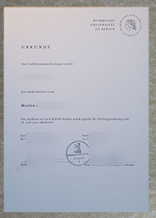 Humboldt-Universität zu Berlin Urkunde sample