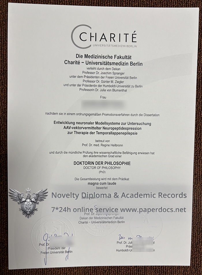 Charité – Universitätsmedizin Berlin Urkunde Charité – Universitätsmedizin Berlin Urkunde