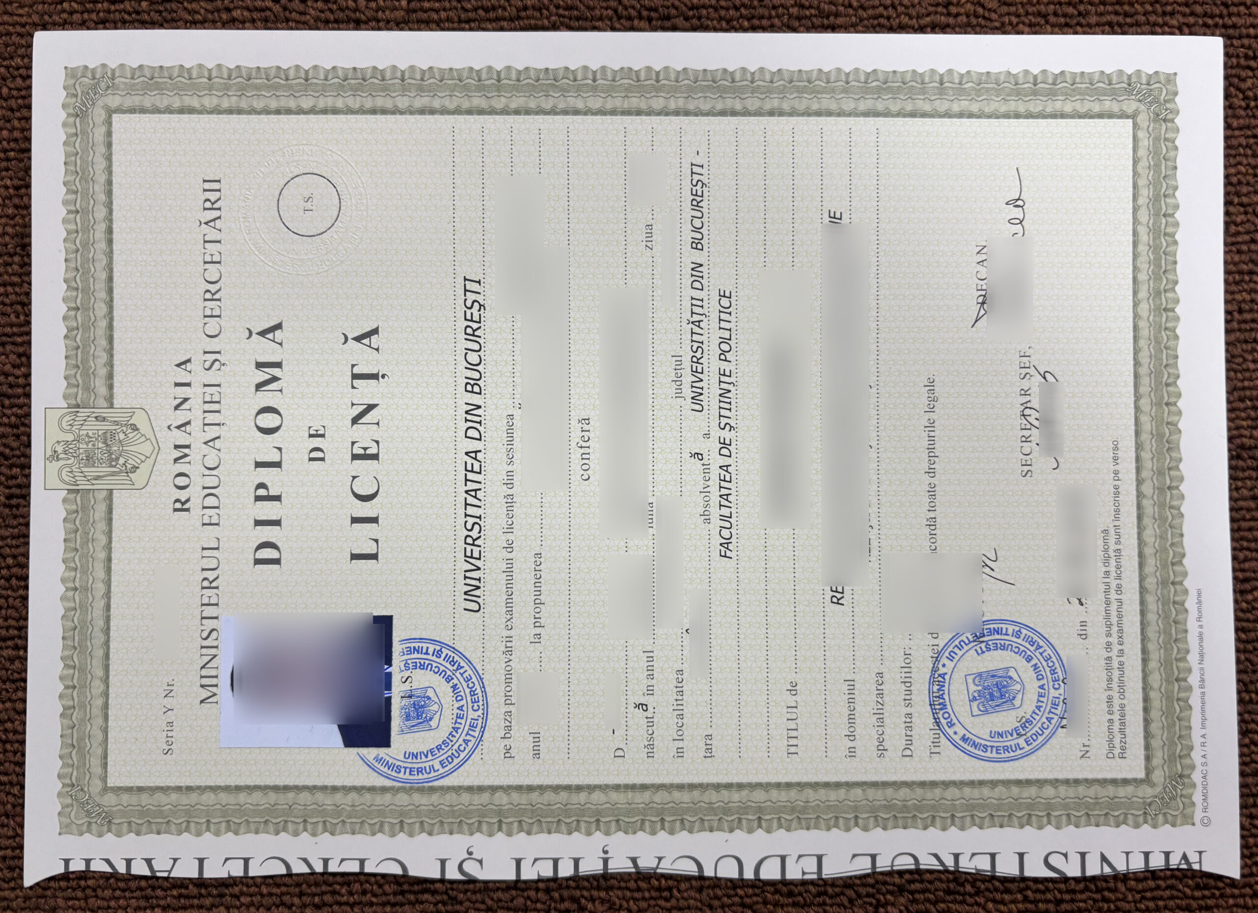 Bucureşti diploma sample