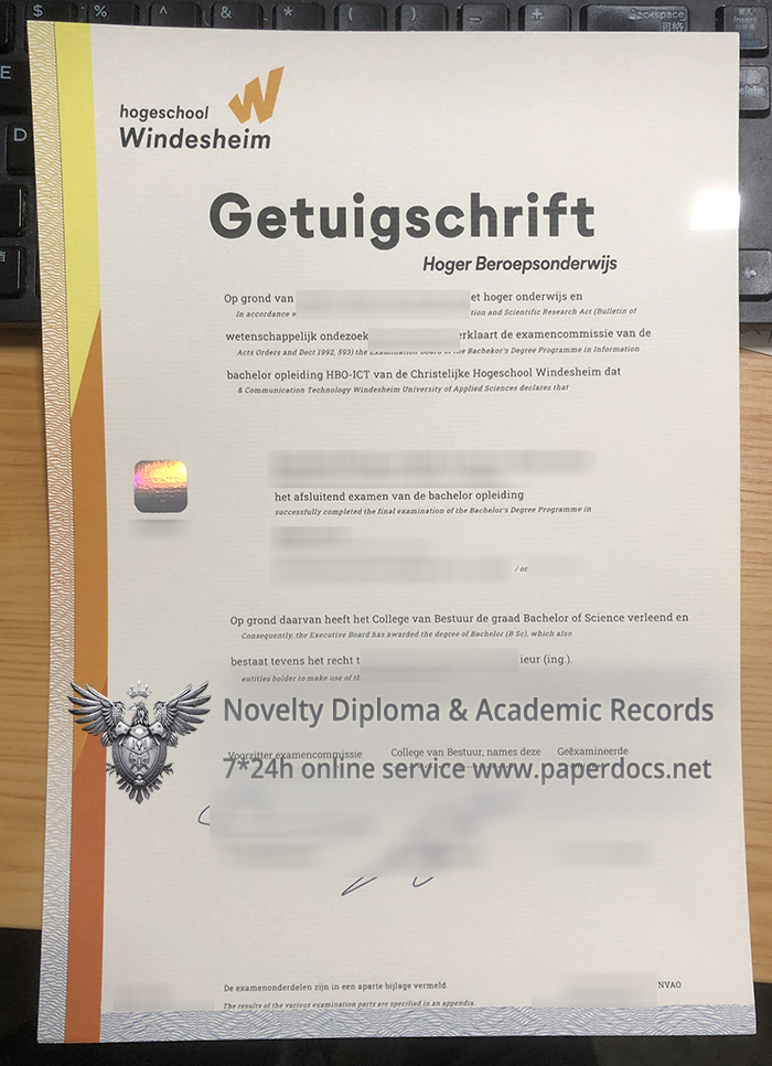 Windesheim diploma, Windesheim Getuigschrift